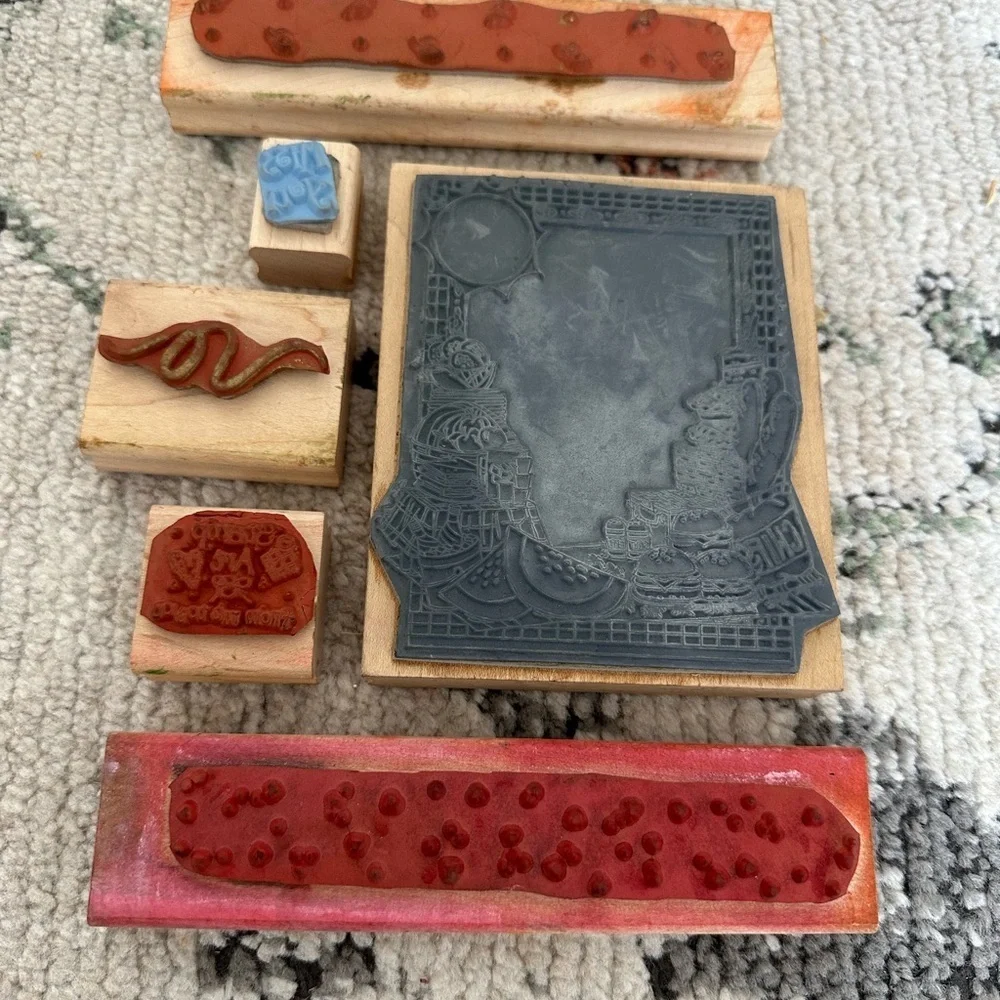 Vintage Wooden Rubber Stamps lot of 6